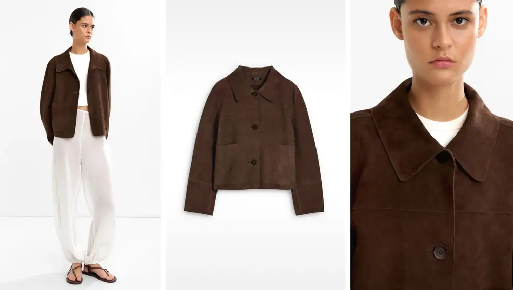 Chaqueta de piel marrón chocolate (119,99€)