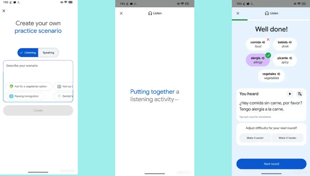 La función 'Práctica' del Traductor de Google te permite crear lecciones personalizadas