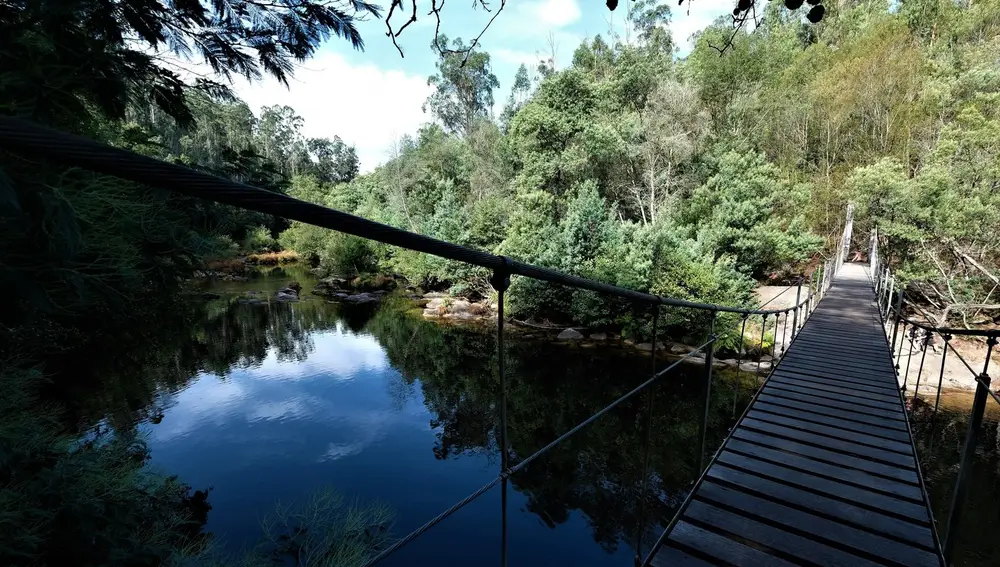 Puente colgante sobre la Poza das Bestas