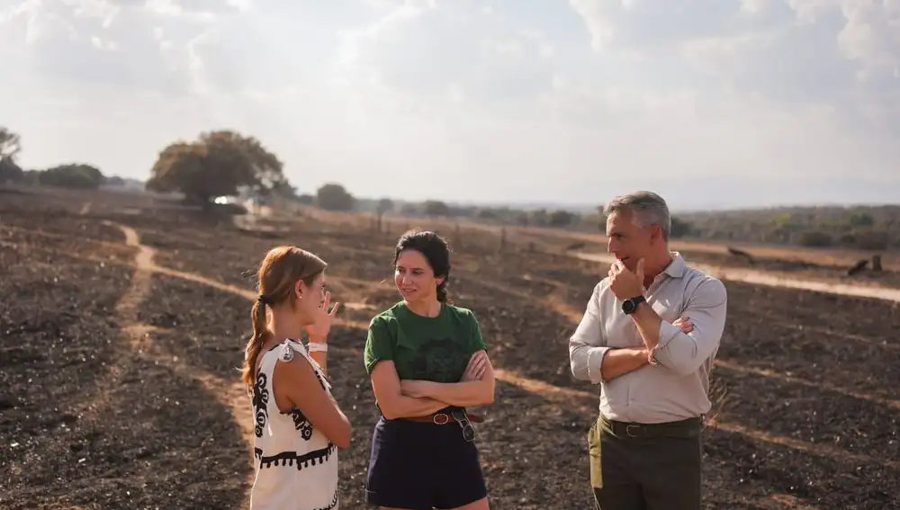 Ayuso visita el incendio de Tres Cantos