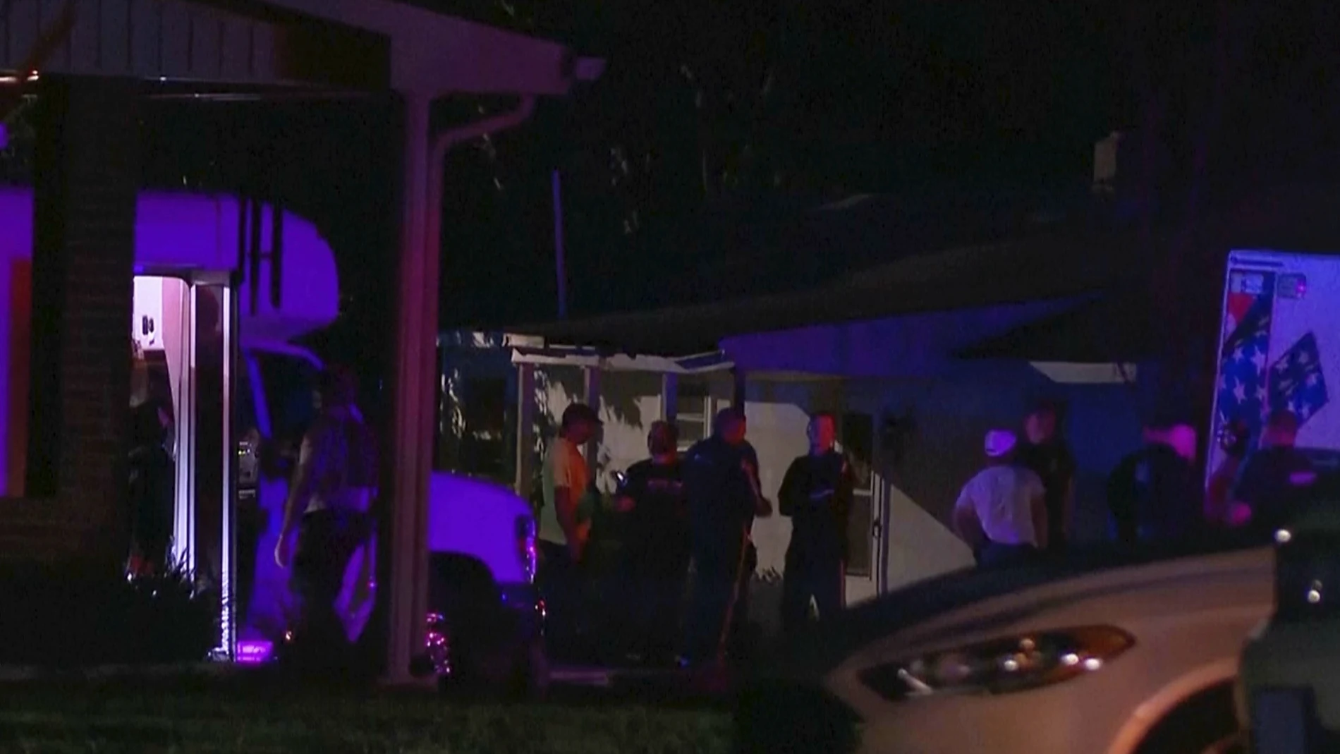 In this screenshot taken from video, law enforcement responds to an active shooting situation in Pittslyvania County, Va., Wednesday, Aug. 13, 2025. (WSET via AP)