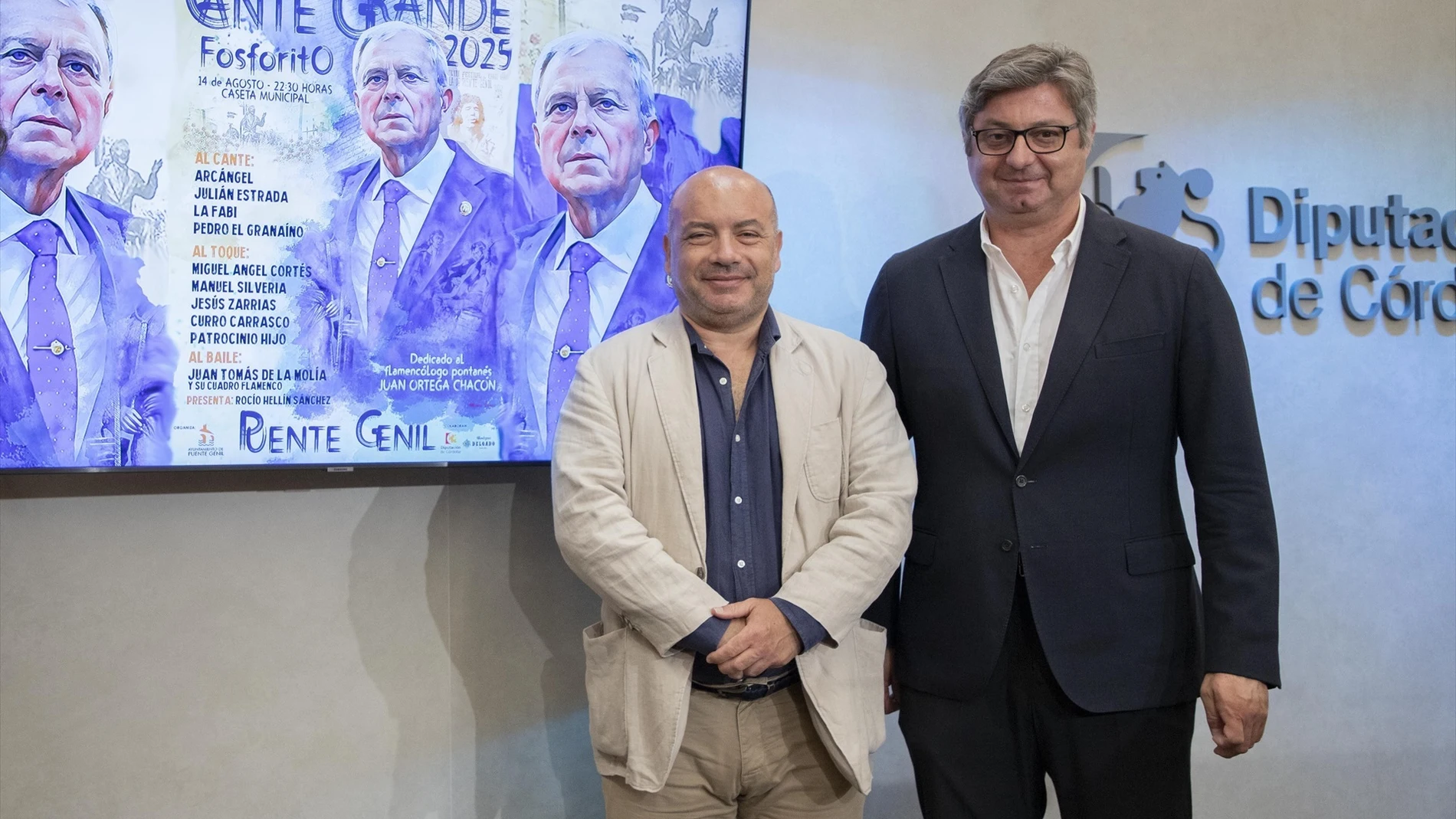 Gabriel Duque y Sergio Velasco en la presentación del Festival de Cante Grande 'Fosforito' de Puente Genil.