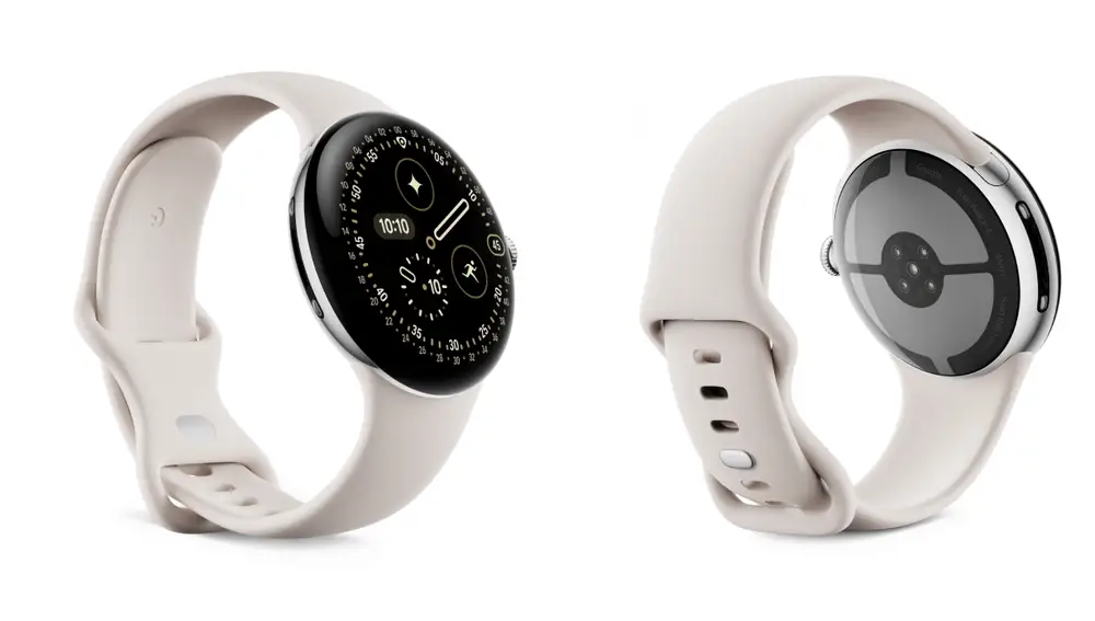 El Pixel Watch 4 de 45 mm con la caja de aluminio negro y la correa Porcelain Active