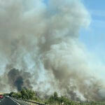 Trabajan en la extinción de un nuevo incendio en el paraje La Contienda de Aroche (Huelva)