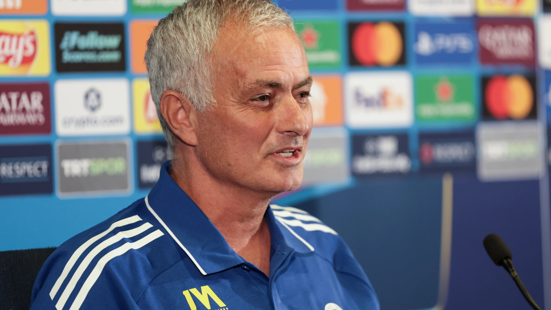 ISTANBUL (Turkey), 19/08/2025.- Fenerbahce SK head coach Jose Mourinho attends a press conference at the Chobani Stadium in Istanbul, Turkey, 19 August 2025. Fenerbahce will face Benfica in the UEFA Champions League on the first leg of the play-off. (Liga de Campeones, Turquía, Estanbul) EFE/EPA/ERDEM SAHIN
