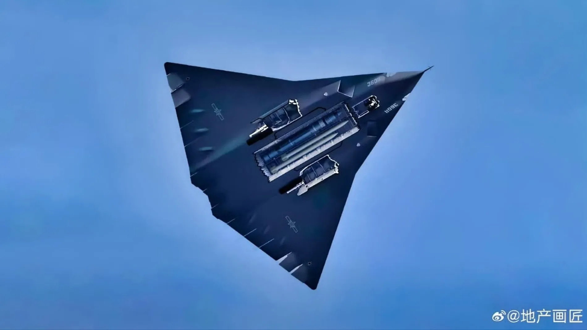 Avión en forma de ala delta volando durante unas maniobras