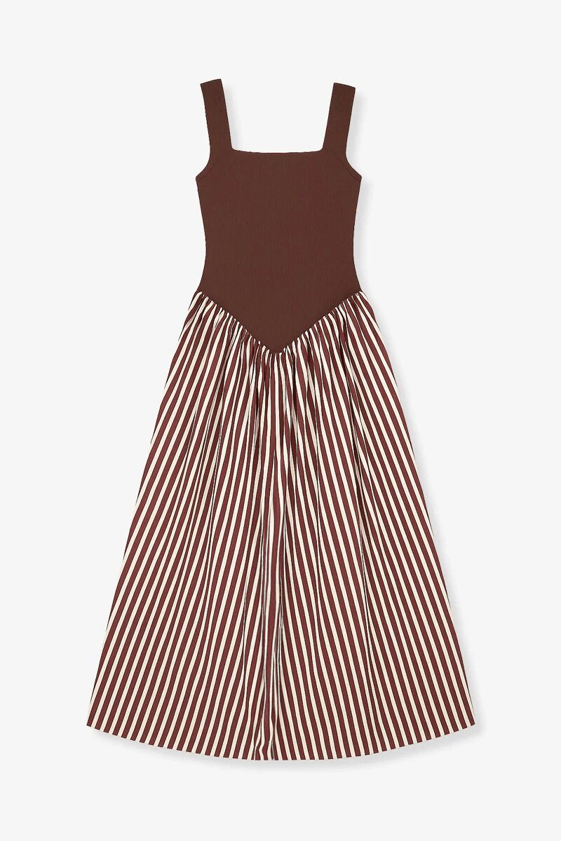 Vestido Maria combinado marrón.