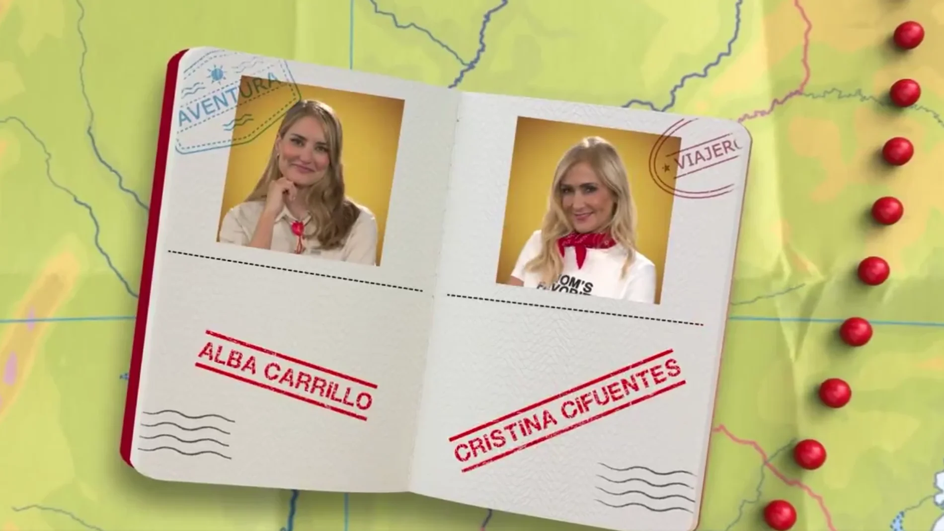 Pasaporte de Alba Carrillo y Cristina Cifuentes en el vídeo promocional de 'Hasta el fin del mundo'
