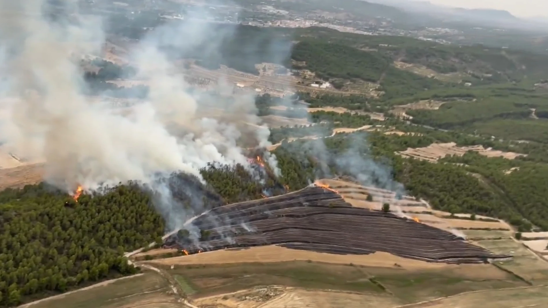 Incendio declarado en la Sierra de la Puerta, en el límite entre Caravaca de la Cruz y Moratalla REMITIDA / HANDOUT por DGSCE Fotografía remitida a medios de comunicación exclusivamente para ilustrar la noticia a la que hace referencia la imagen, y citando la procedencia de la imagen en la firma 19/08/2025