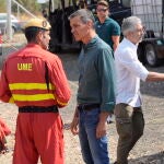 Sánchez visita el Puesto de Mando Avanzado de Jarillas por los incendios forestales en Cáceres y Zamora
