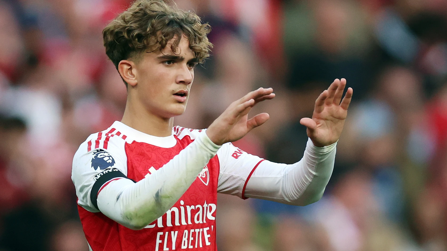 LONDON (United Kingdom), 23/08/2025.- Arsenal’s Max Dowman reatcs after winning the penalty during the English Premier League soccer match between Arsenal FC and Leeds United at the Emirates Stadium in London, Britain, 23 August 2025. (Reino Unido, Londres) EFE/EPA/ANDY RAIN EDITORIAL USE ONLY. No use with unauthorized audio, video, data, fixture lists, club/league logos, 'live' services or NFTs. Online in-match use limited to 120 images, no video emulation. No use in betting, games or single...