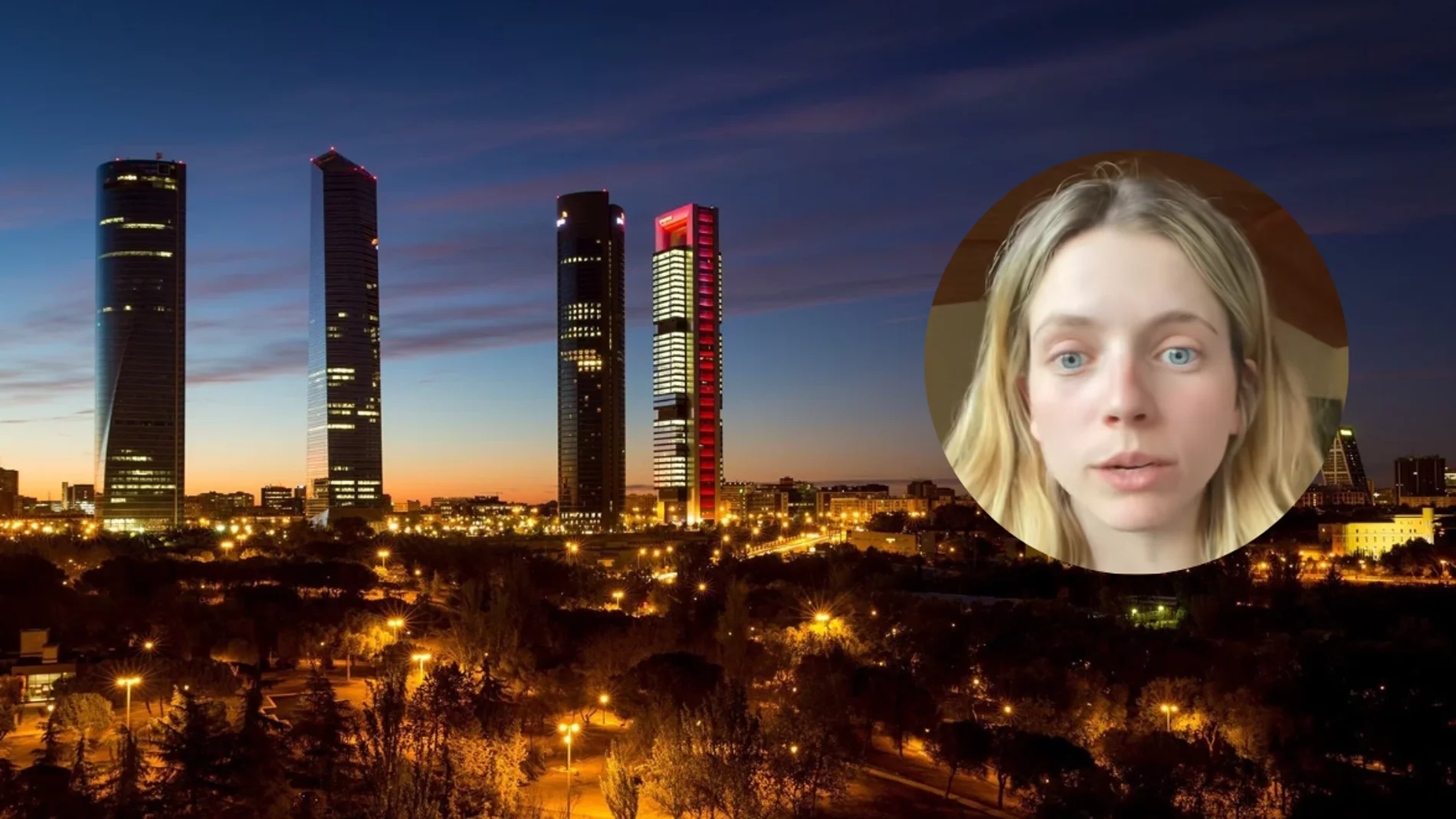 Una catalana junto a las Cuatro Torres de Madrid