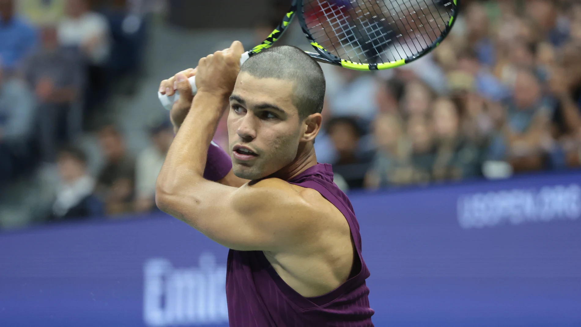Carlos Alcaraz of Spain during day 2 of the 2025 US Open Tennis Championships, Grand Slam tennis tournament on August 25, 2025 at USTA Billie Jean King National Tennis Center in Flushing Meadows, Queens, New York, United States - Photo Jean Catuffe / DPPI AFP7 25/08/2025 ONLY FOR USE IN SPAIN