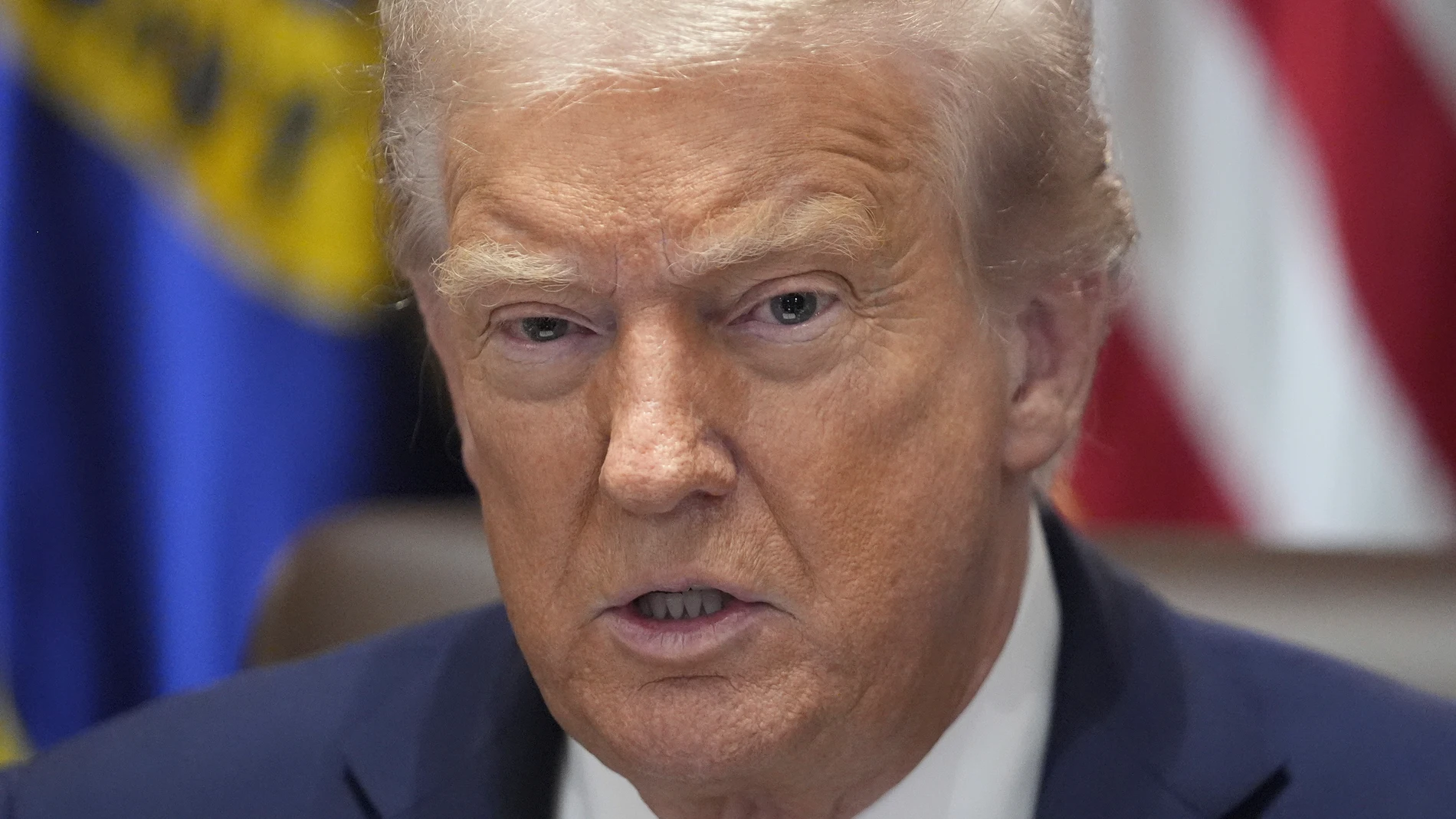 President Donald Trump speaks during a cabinet meeting, Tuesday, Aug. 26, 2025, at the White House in Washington. (AP Photo/Mark Schiefelbein)