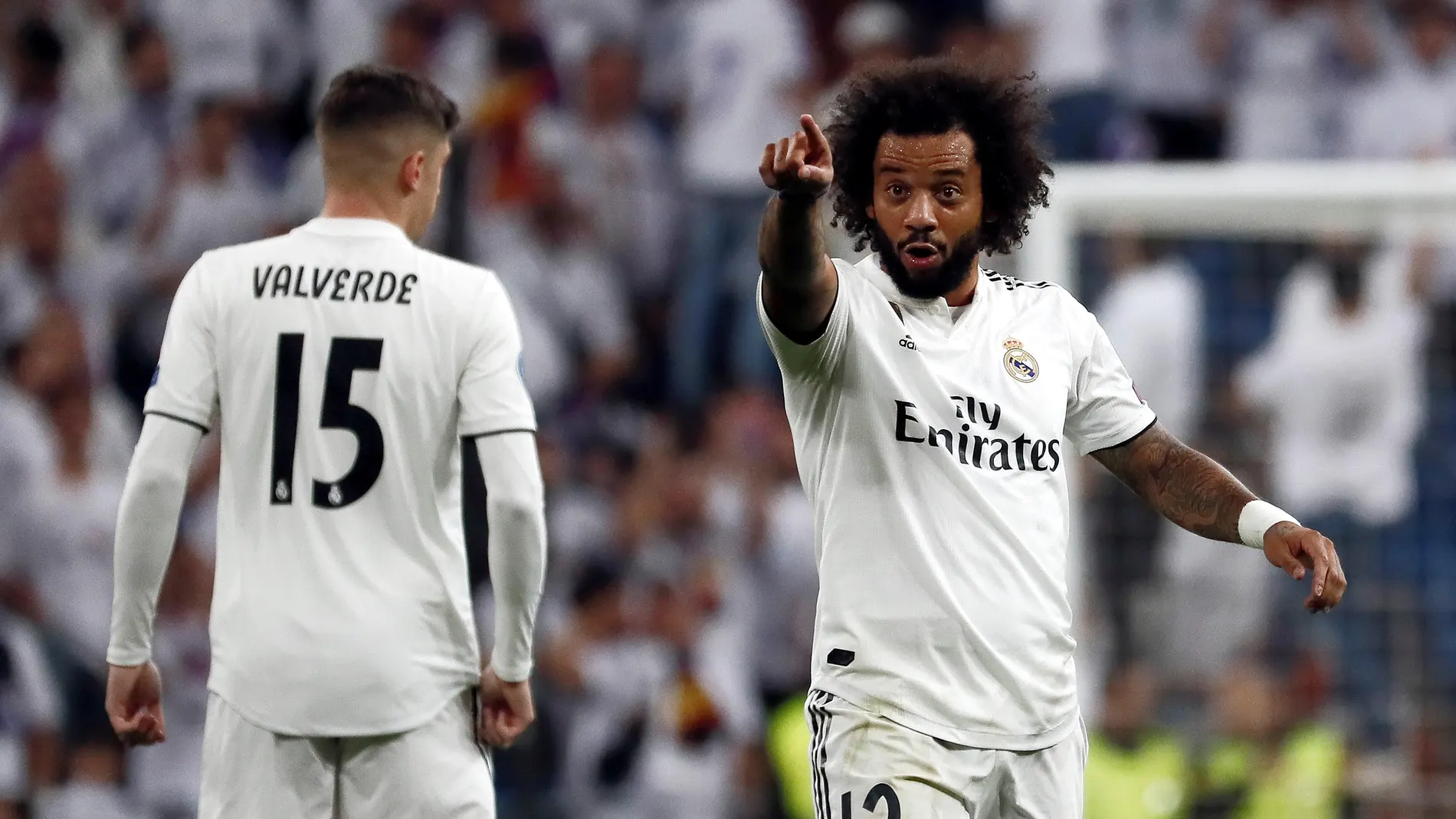 Marcelo, durante el partido con el Real Madrid