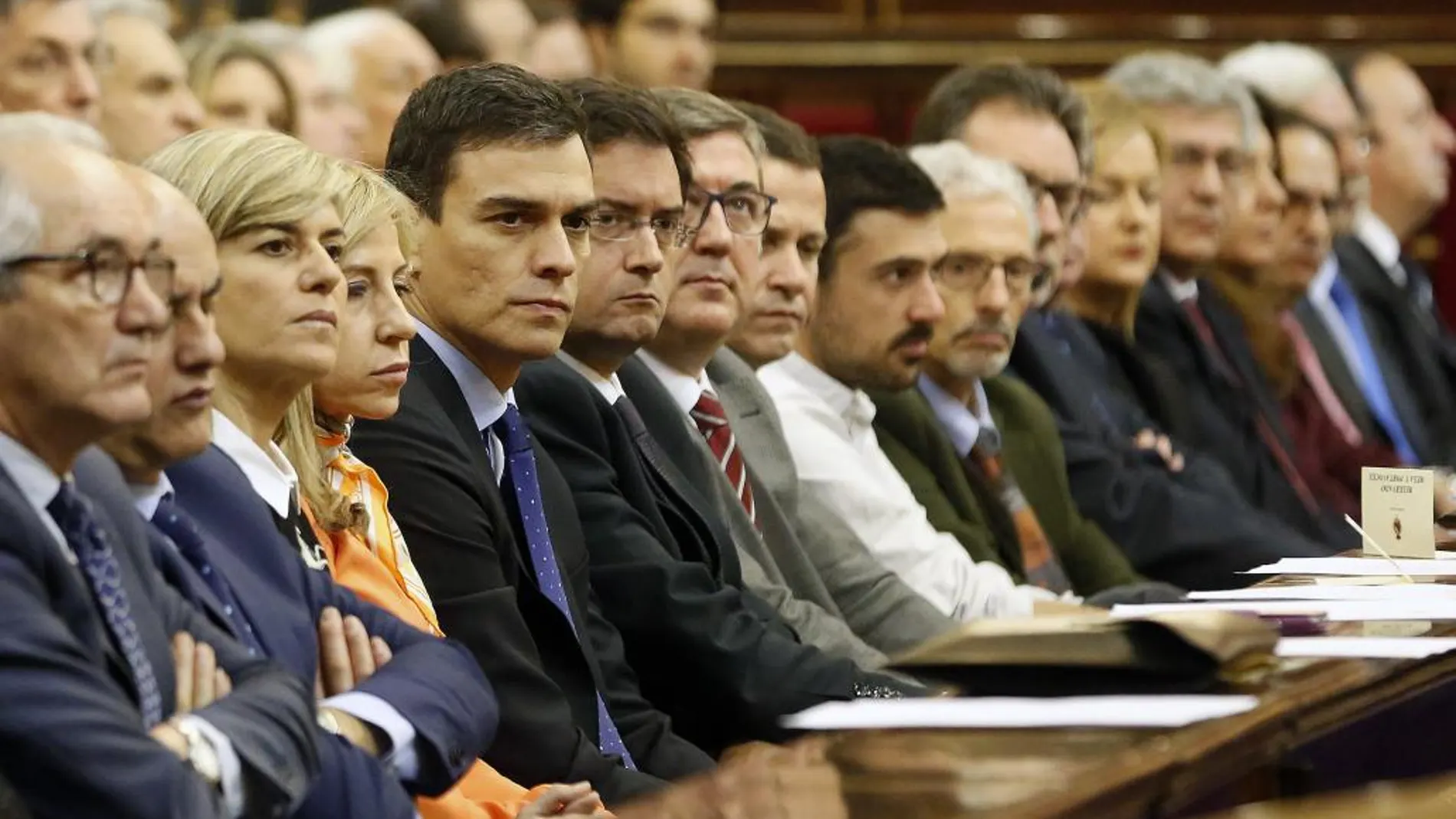 El líder del PSOE, Pedro Sánchez, ayer en los actos de homenaje al Holocausto en el Senado