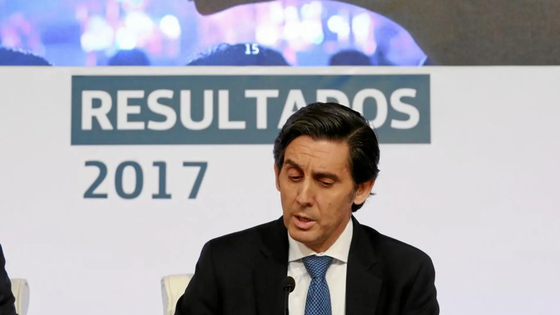 José María Álvarez-Pallete, ayer, en la presentación de los resultados de 2017