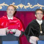 El consejero de Educación, Fernando Rey, junto con el rector de la Universidad de Burgos, Alfonso Murillo