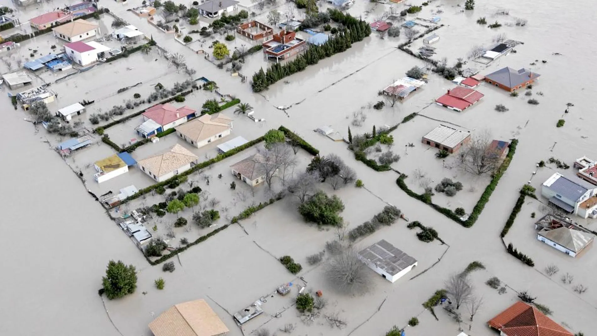 Aspecto que presentaban las parcelas más cercanas al río a su paso por Córdoba en las inundaciones de 2010