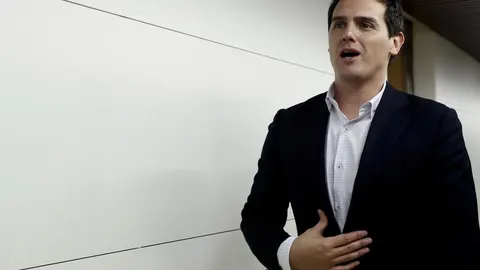 El líder de Ciudadanos, Albert Rivera, a su llegada a la reunión de su grupo parlamentario