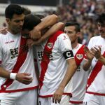 Trashorras celebra el segundo gol del equipo.