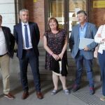 Representantes de las zonas mineras, tras salir de la reunión con la ministra en Madrid