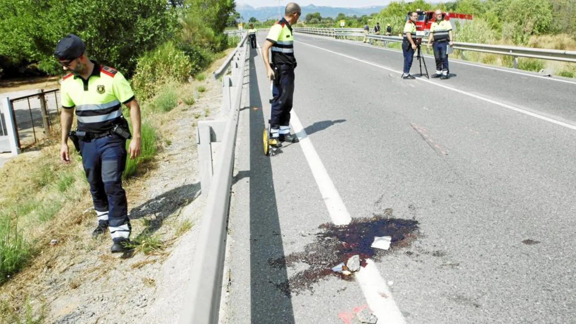 En la imagen, el lugar del accidente, en la carretera C–12, muy cerca de Balaguer