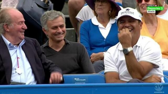 Don Juan Carlos y Mourinho, junto a Toni Nadal