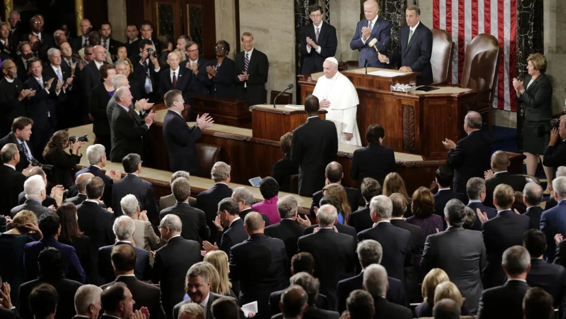 El Papa durante su discurso en el Congreso de Estados Unidos
