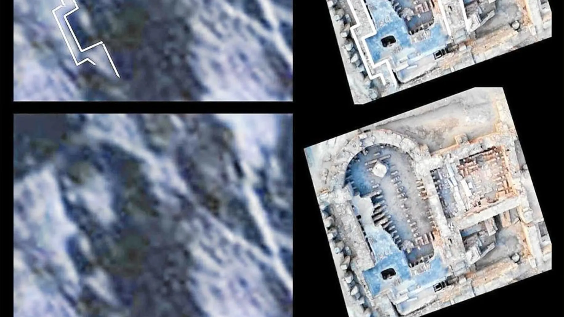 Comparativa entre una de las siluetas detectadas y el santuario de Mura