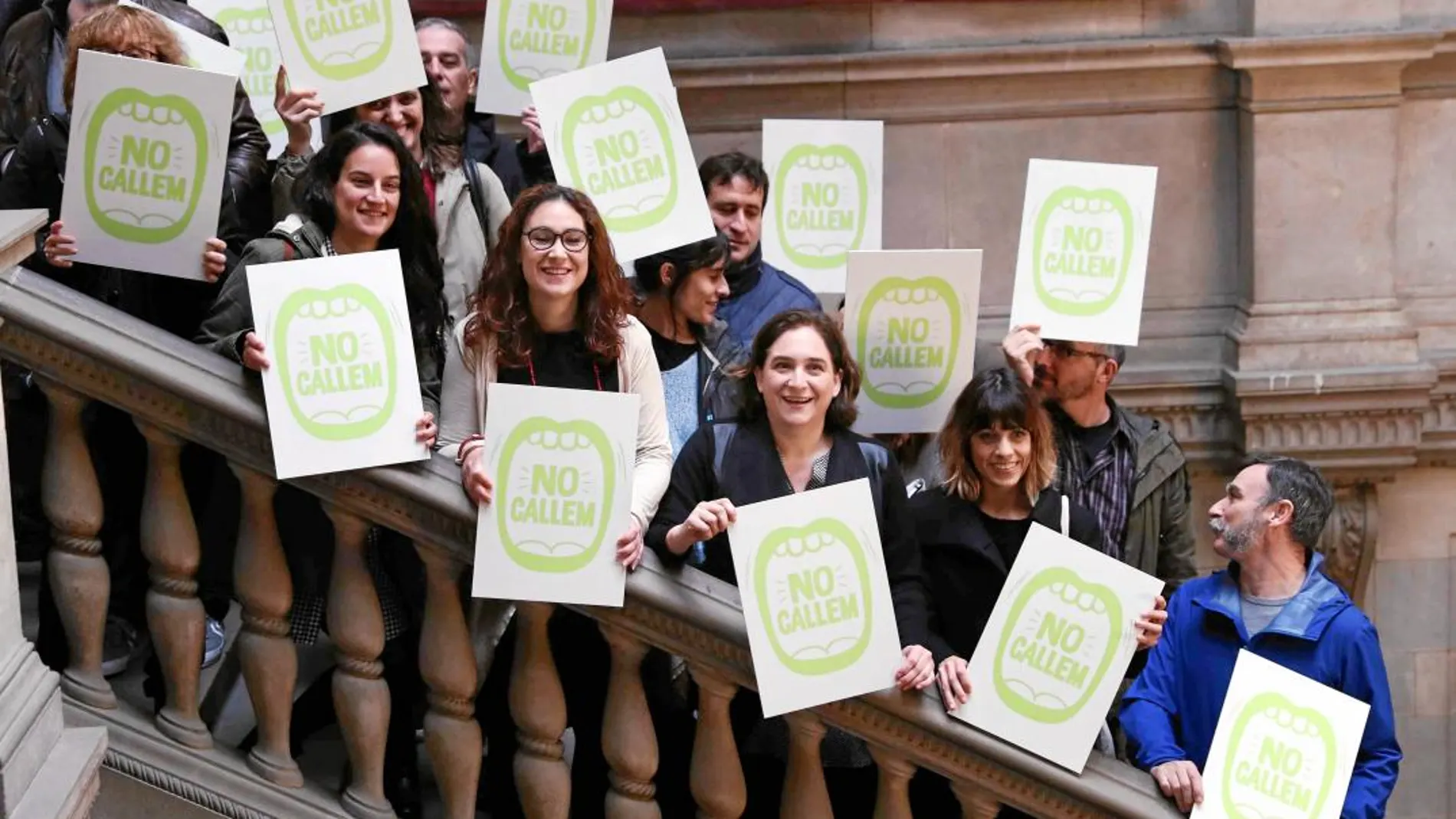 La alcaldesa de Barcelona, Ada Colau, ayer en el acto contra el machismo