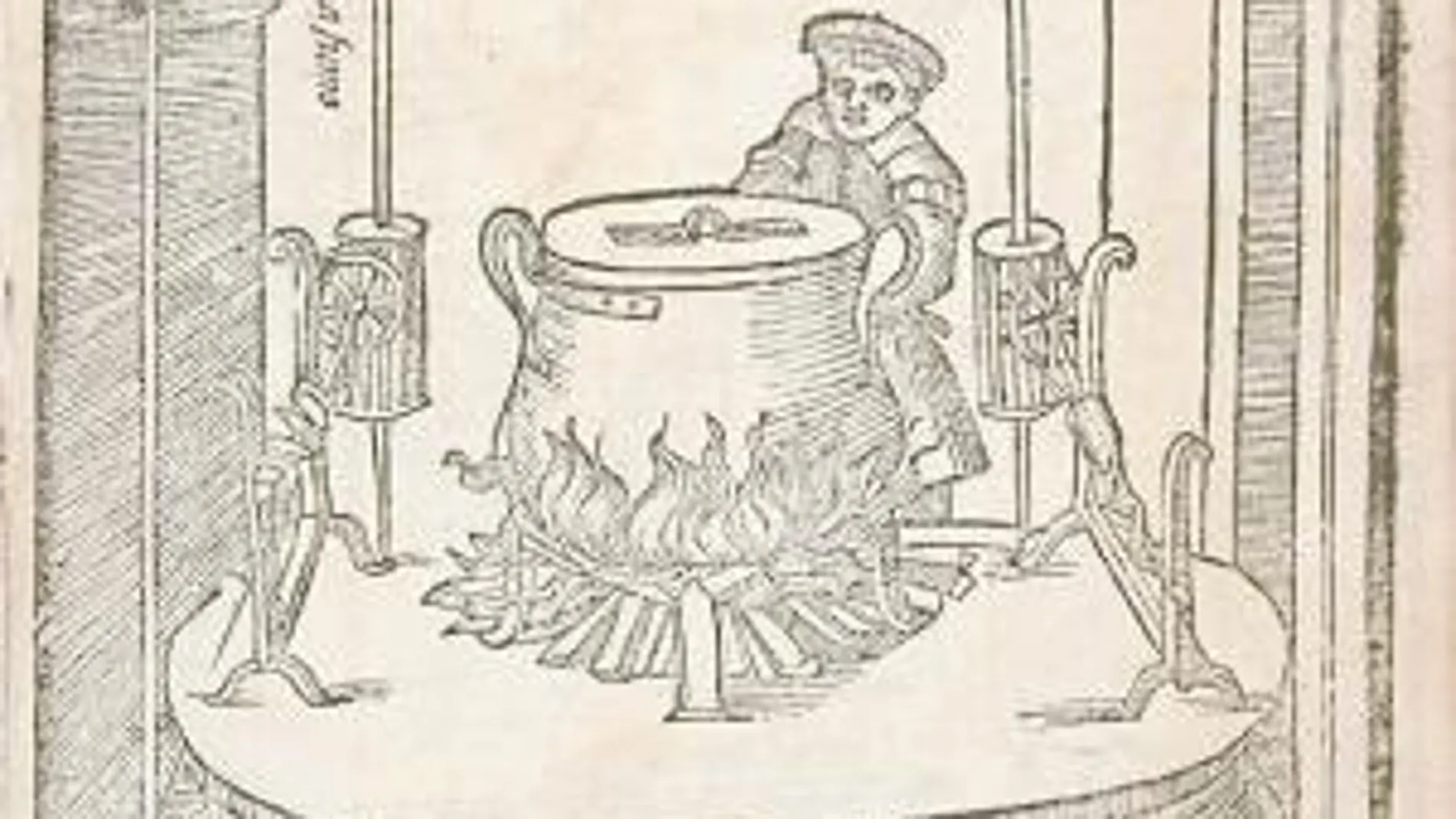 Grabado para la ópera de Bartolomeo Scappi (1622), cocinero privado del Papa Pío V que tendrá gran influencia en Europa