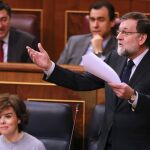 El presidente del Gobierno, Mariano Rajoy, ayer, durante el Pleno en el Congreso de los Diputados