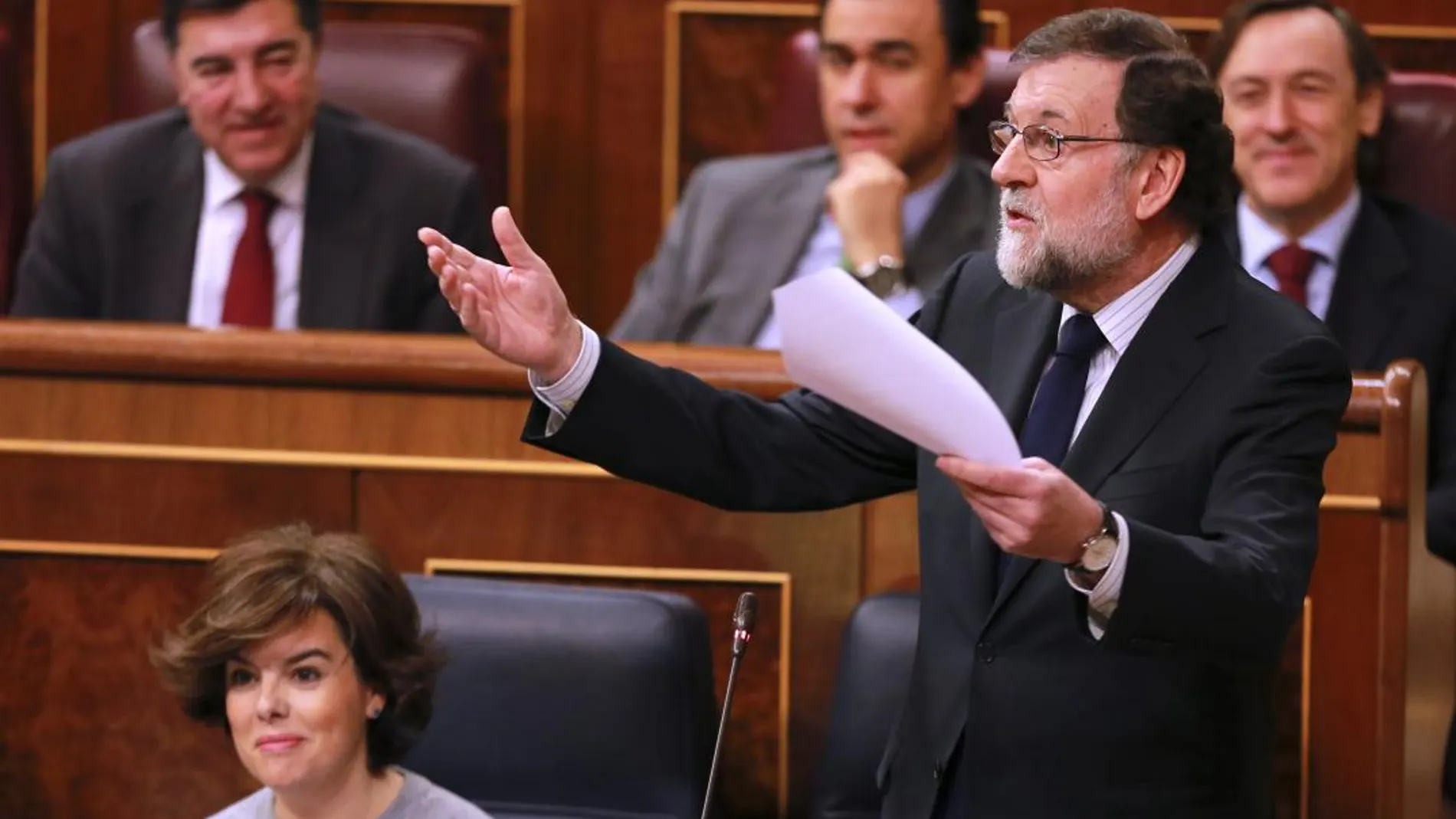 El presidente del Gobierno, Mariano Rajoy, ayer, durante el Pleno en el Congreso de los Diputados