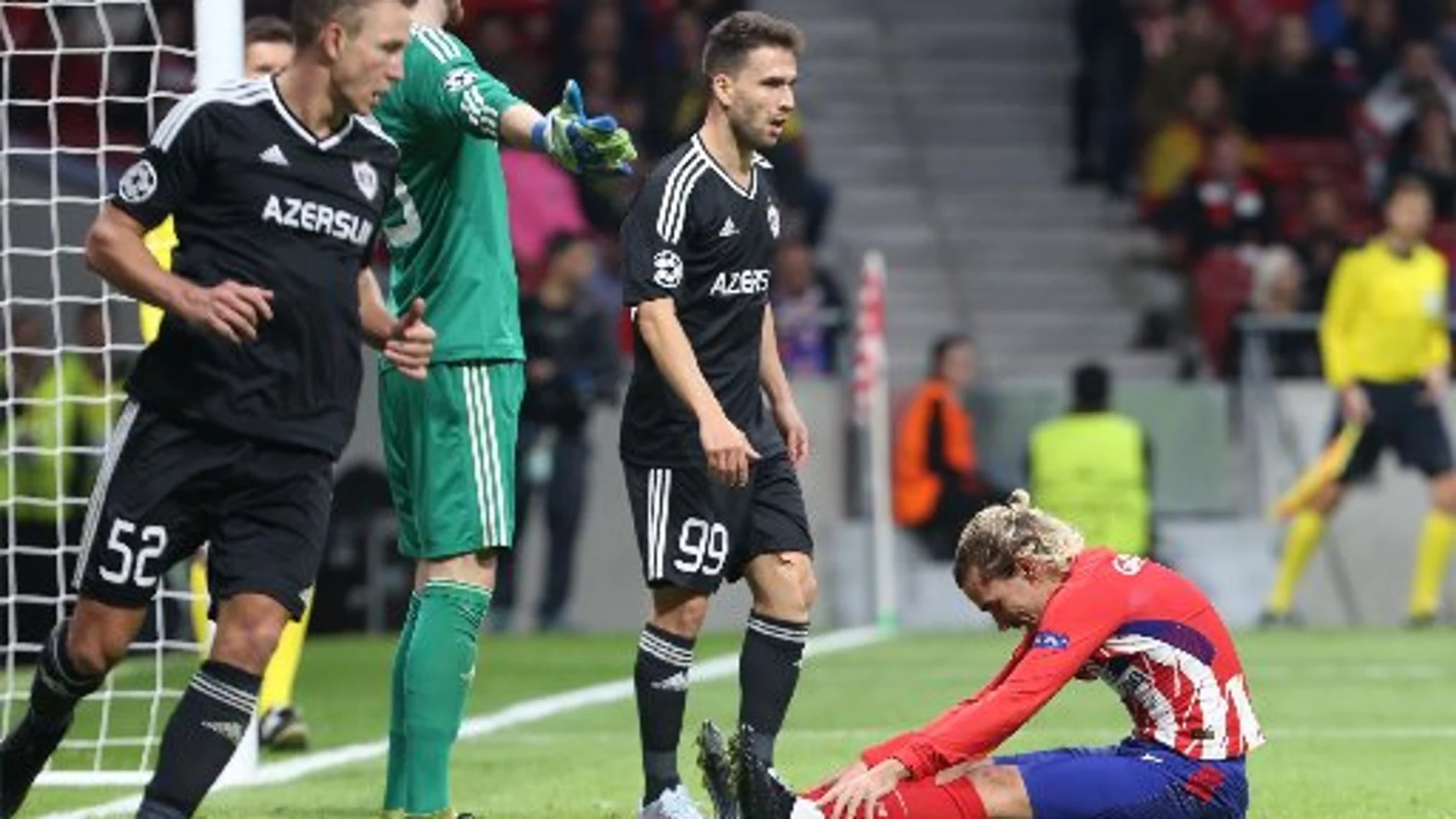 Griezmann lamenta una ocasión fallada en uno de los dos partidos que disputó contra el Qarabag