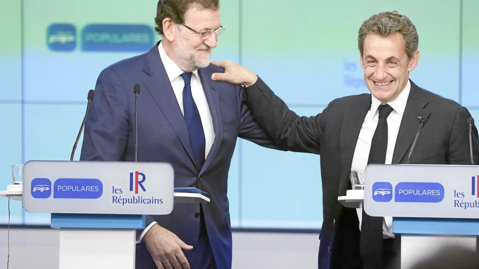 Rajoy se reunió ayer con Nicolás Sarkozy en la sede del Partido Popular en Madrid