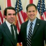 José María Aznar y Marco Rubio en el despacho de éste en el Senado