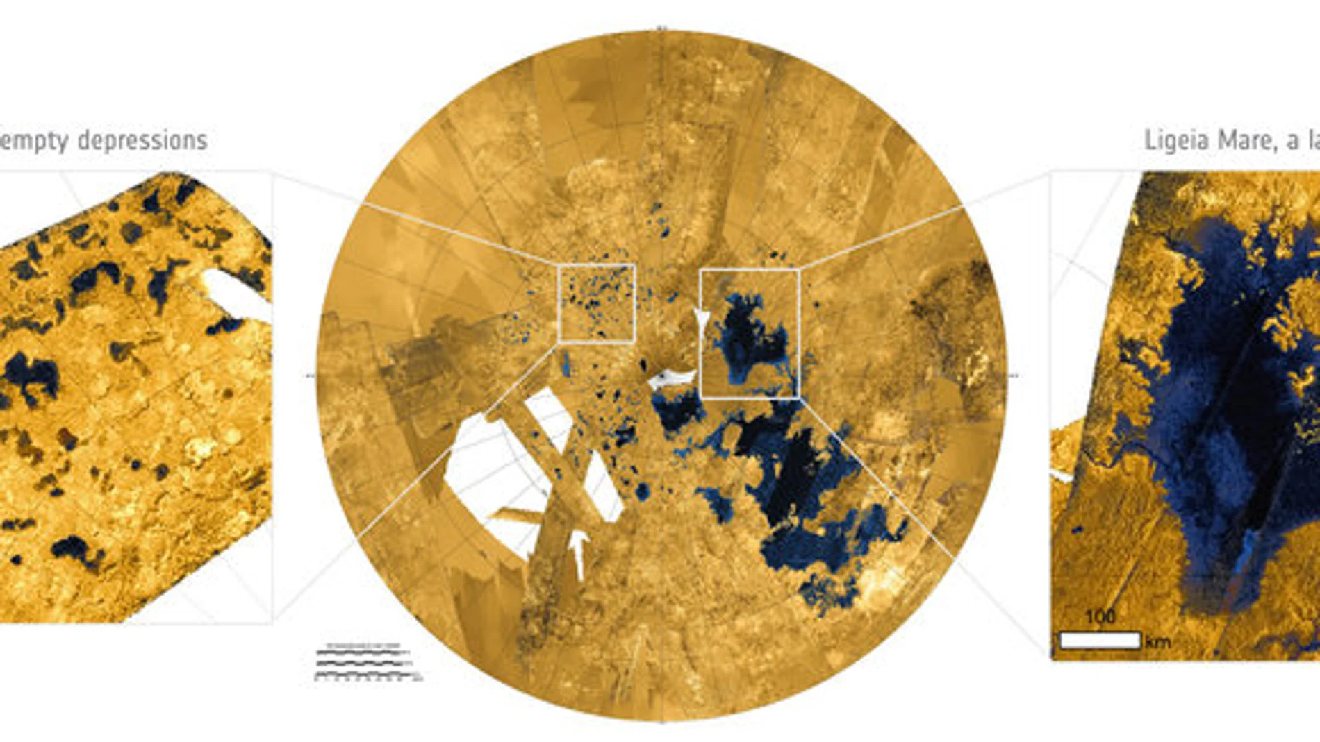 Lagos y mares en Titán