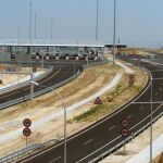 Vista del peaje de la autopista M-12 que lleva a la T4 de Barajas