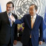 Mariano Rajoy junto a Ban Ki-moon hoy en la ONU