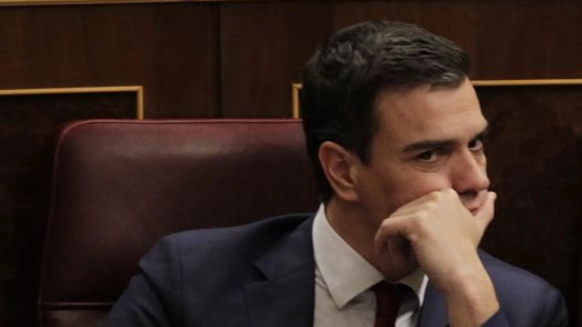 El líder del PSOE, Pedro Sánchez, tras una intervención en el Congreso