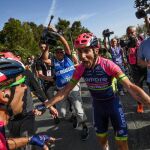 Diego Ulissi celebra el triunfo de etapa