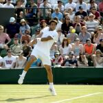 El tenista español Fernando Verdasco devuelve la pelota al austriaco Dominic Thiem