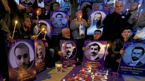 Manifestación por las víctimas del genocidio armenio, en 2019, en Estambul
