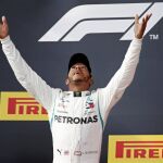 Lewis Hamilton celebra su triunfo en Francia. Efe