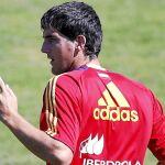 Mikel San José, en un entrenamiento de la selección española