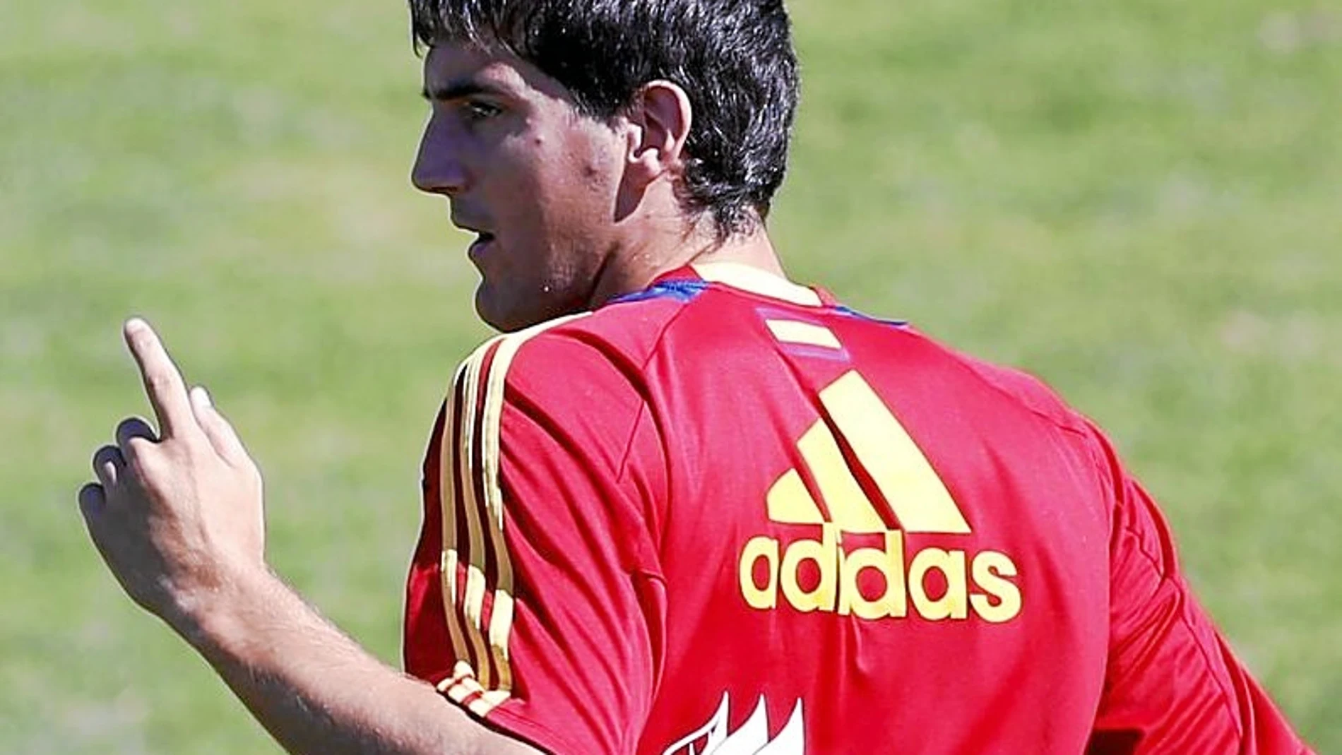 Mikel San José, en un entrenamiento de la selección española