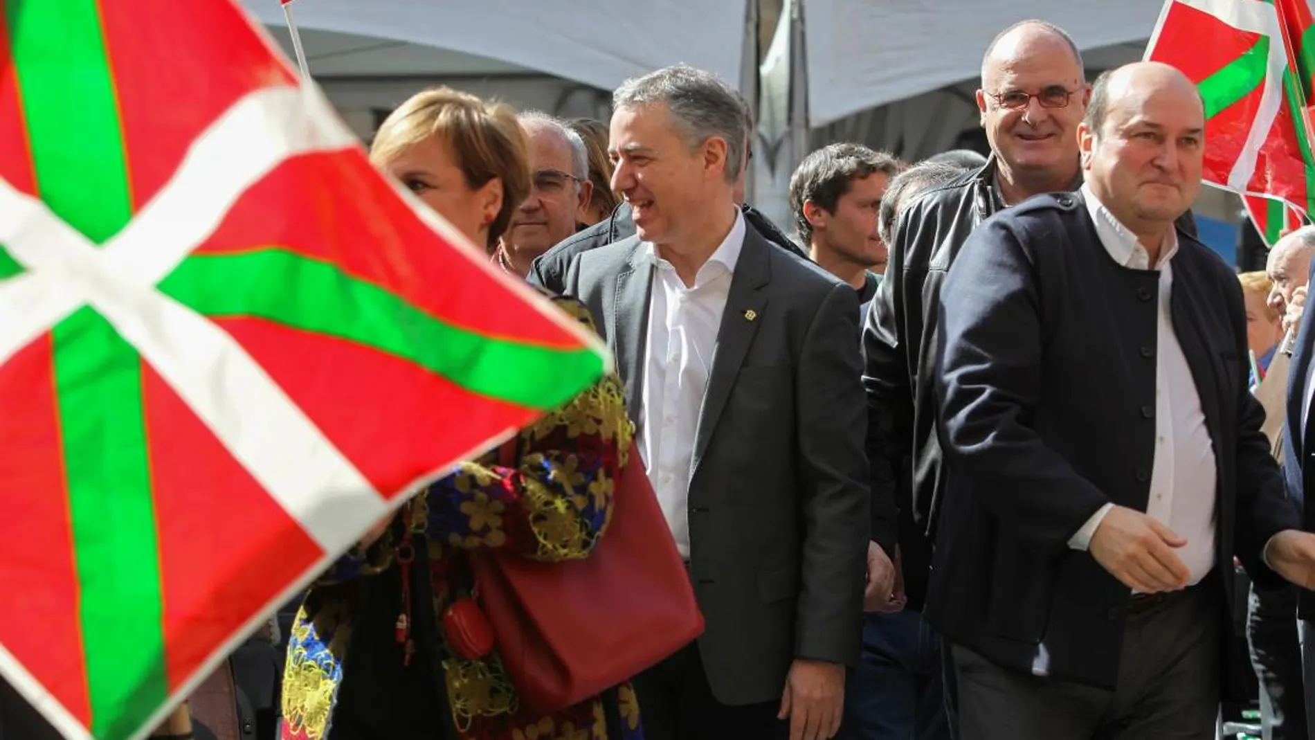El PNV, durante la celebración del Aberri Eguna el pasado 1 de abril. Efe