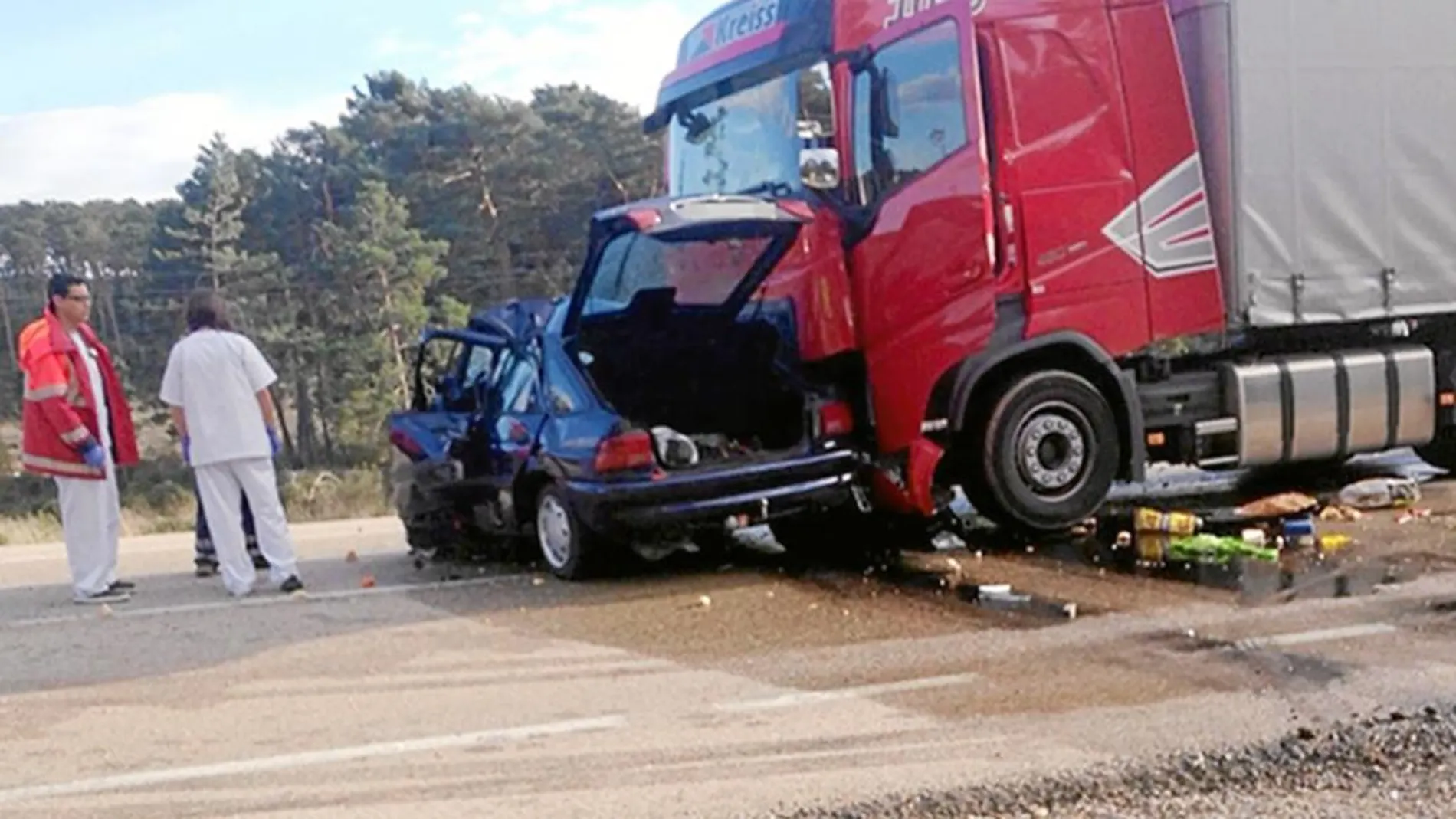 Estado en el que quedó el vehículo siniestrado en el accidente ocurrido en Soria
