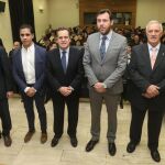 El alcalde de Valladolid, Óscar Puente, clausura Ciberment junto al presidente de la Federación de Salud Mental de Castilla y León, Jesús Corrales; el subdelegado del Gobierno, Luis Antonio Gómez; el delegado territorial de la Junta, Pablo Trillo; y el representante de Vodafone, Eduardo Ordax